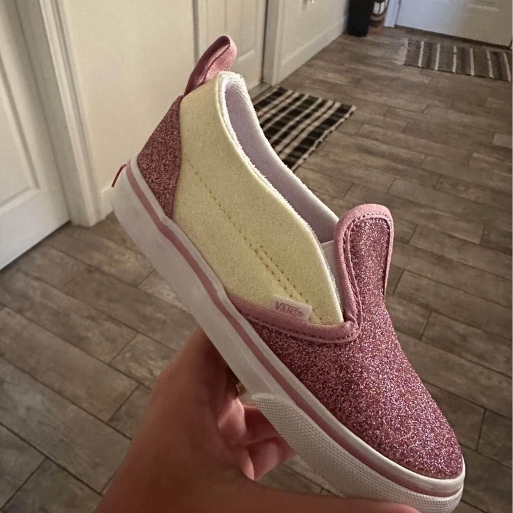 Vans Pink and White Glitter Slip-Ons - Toddler Girl - 9.5